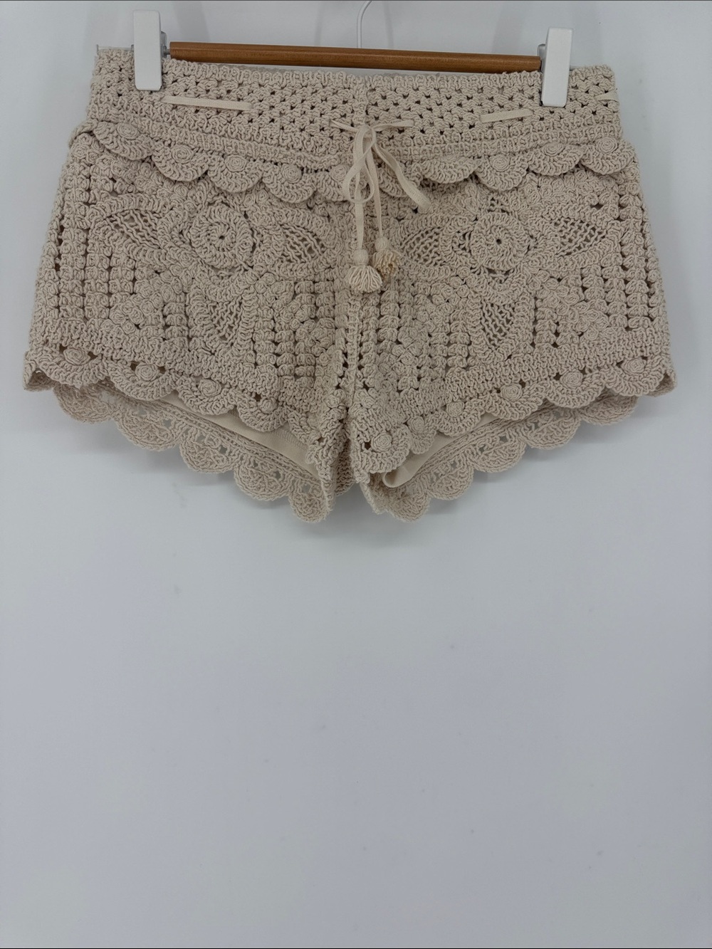 Gypsy Crochet Lace Boho Beach Cover Up Shorts Size Small